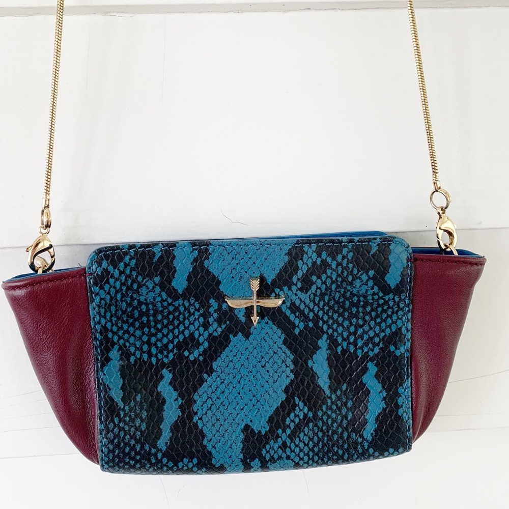 Pour La Victoire Elie Mini Crossbody Blue Snake